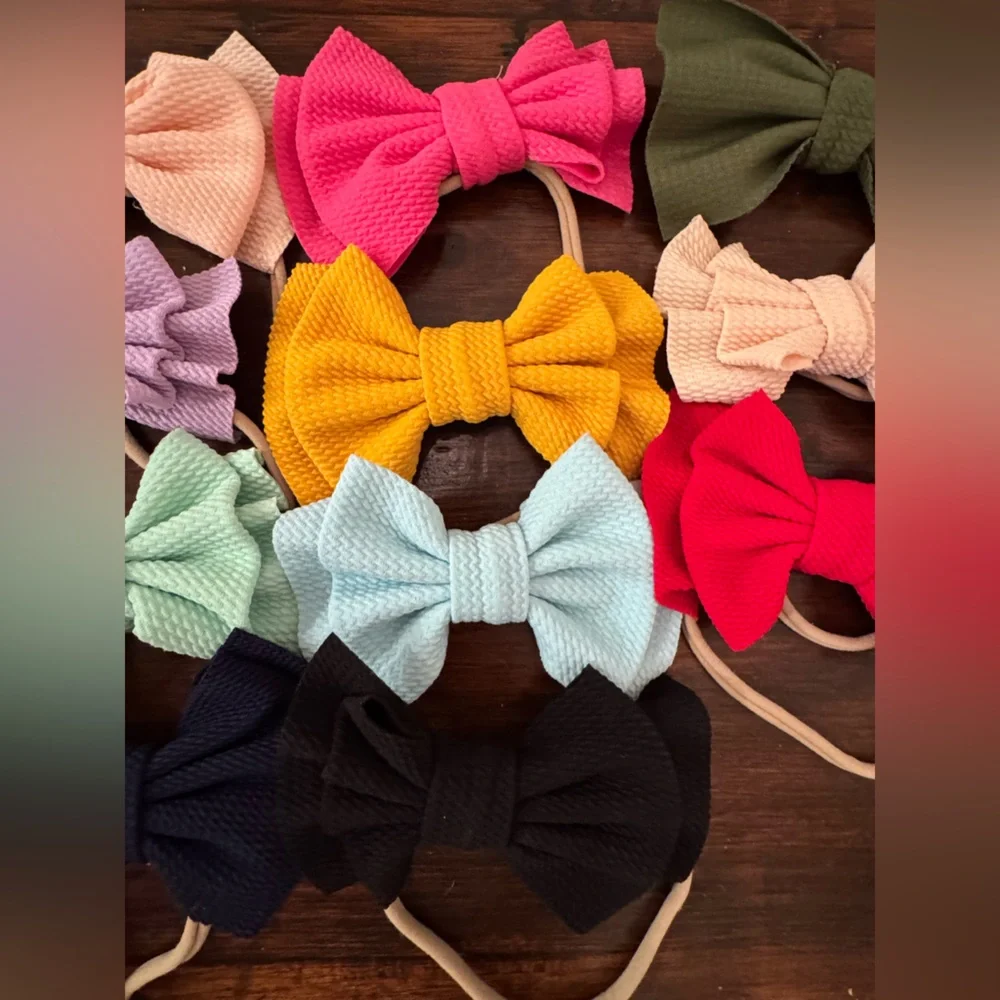 Colorful Bow Headband Set for girls. Infant toddler hair bows. 11 total